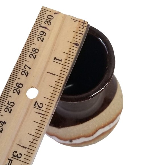 Vintage Pottery Bud Vase Studio Art Stoneware Brown Tan White Signed Decorative - Picture 9 of 9